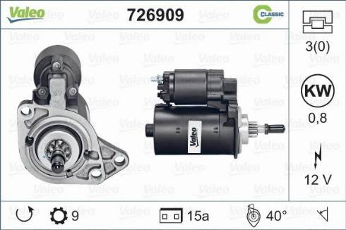 Valeo 726909 - Motorino d'avviamento autozon.pro