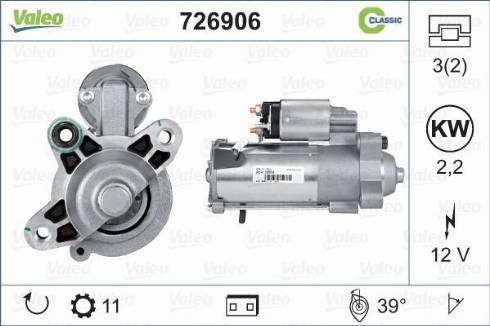 Valeo 726906 - Motorino d'avviamento autozon.pro