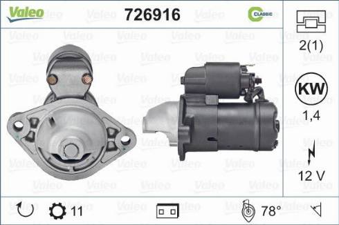 Valeo 726916 - Motorino d'avviamento autozon.pro