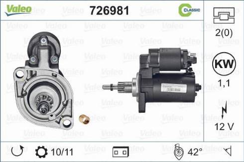 Valeo 726981 - Motorino d'avviamento autozon.pro