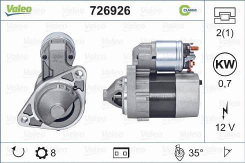 Valeo 726926 - Motorino d'avviamento autozon.pro