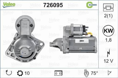 Valeo 726095 - Motorino d'avviamento autozon.pro