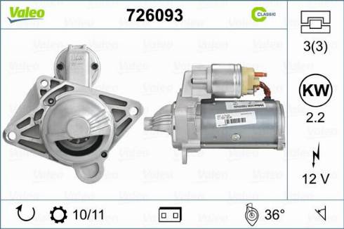 Valeo 726093 - Motorino d'avviamento autozon.pro