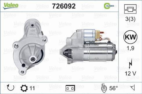 Valeo 726092 - Motorino d'avviamento autozon.pro