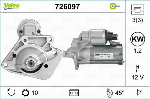 Valeo 726097 - Motorino d'avviamento autozon.pro