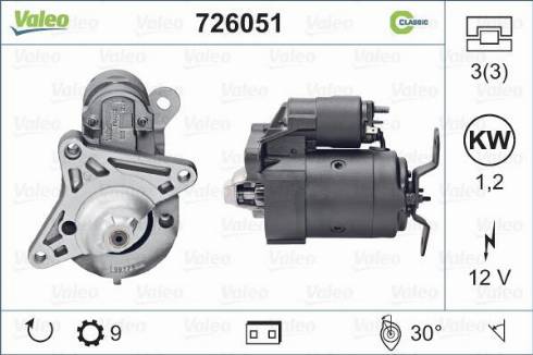 Valeo 726051 - Motorino d'avviamento autozon.pro