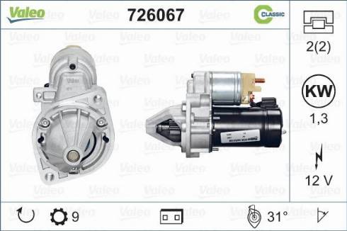 Valeo 726067 - Motorino d'avviamento autozon.pro