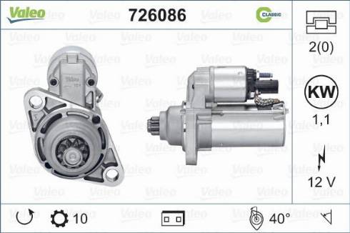 Valeo 726086 - Motorino d'avviamento autozon.pro