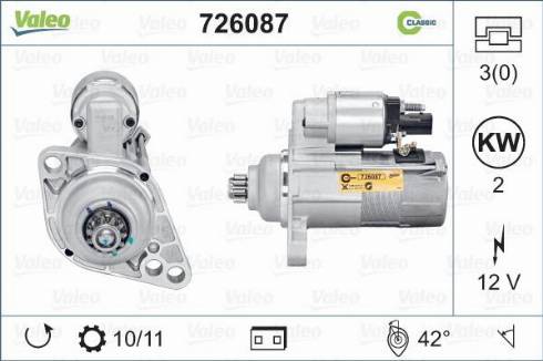 Valeo 726087 - Motorino d'avviamento autozon.pro