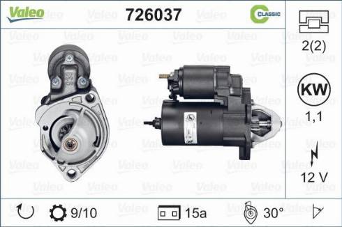 Valeo 726037 - Motorino d'avviamento autozon.pro