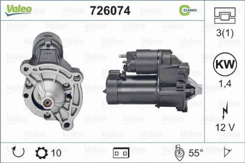 Valeo 726074 - Motorino d'avviamento autozon.pro