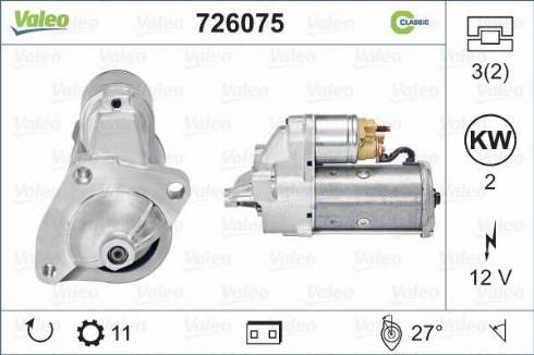 Valeo 726075 - Motorino d'avviamento autozon.pro