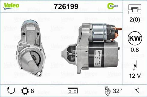 Valeo 726199 - Motorino d'avviamento autozon.pro