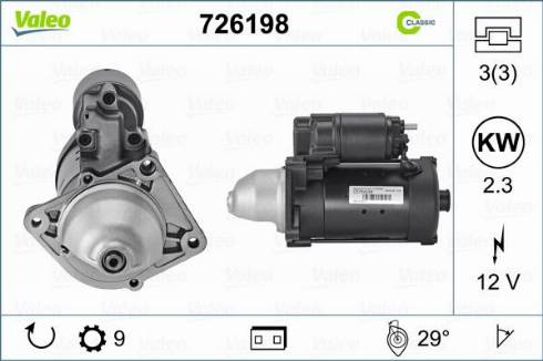 Valeo 726198 - Motorino d'avviamento autozon.pro