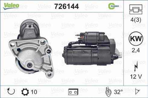 Valeo 726144 - Motorino d'avviamento autozon.pro