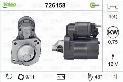 Valeo 726158 - Motorino d'avviamento autozon.pro