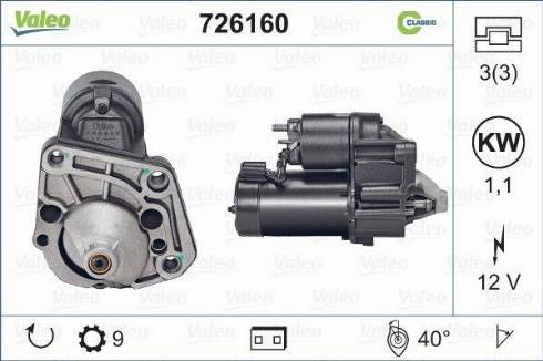 Valeo 726160 - Motorino d'avviamento autozon.pro