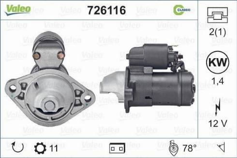 Valeo 726116 - Motorino d'avviamento autozon.pro