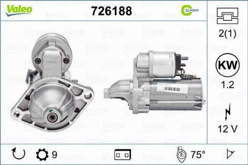 Valeo 726188 - Motorino d'avviamento autozon.pro