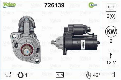 Valeo 726139 - Motorino d'avviamento autozon.pro