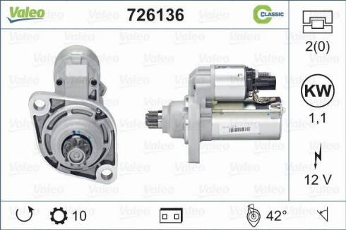 Valeo 726136 - Motorino d'avviamento autozon.pro