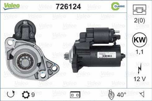 Valeo 726124 - Motorino d'avviamento autozon.pro