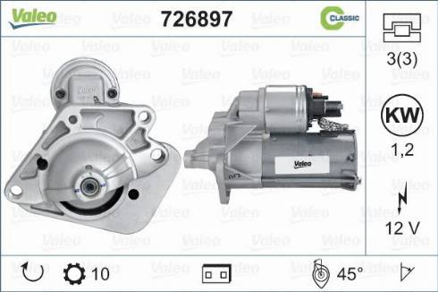 Valeo 726897 - Motorino d'avviamento autozon.pro