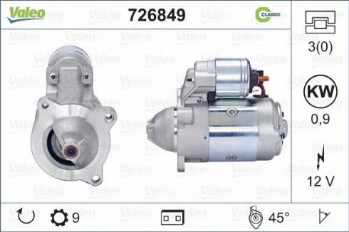 Valeo 726849 - Motorino d'avviamento autozon.pro