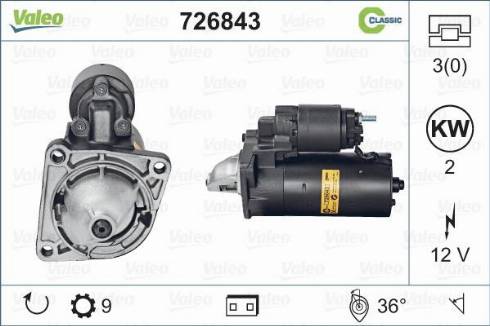 Valeo 726843 - Motorino d'avviamento autozon.pro