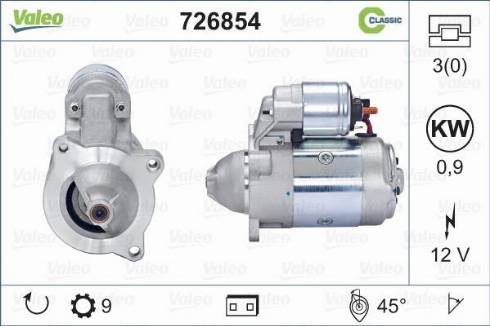 Valeo 726854 - Motorino d'avviamento autozon.pro