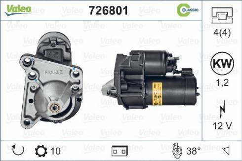 Valeo 726801 - Motorino d'avviamento autozon.pro