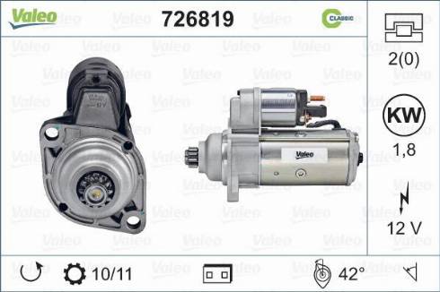 Valeo 726819 - Motorino d'avviamento autozon.pro