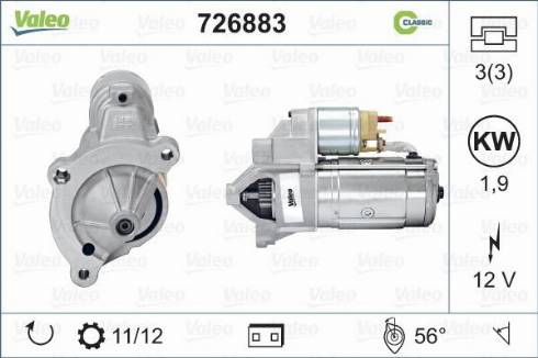 Valeo 726883 - Motorino d'avviamento autozon.pro