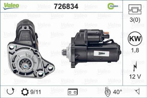 Valeo 726834 - Motorino d'avviamento autozon.pro