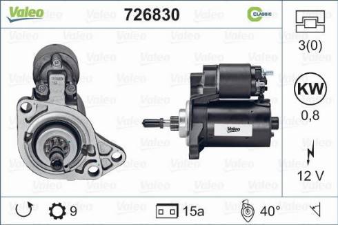 Valeo 726830 - Motorino d'avviamento autozon.pro