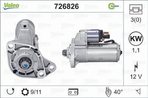 Valeo 726826 - Motorino d'avviamento autozon.pro