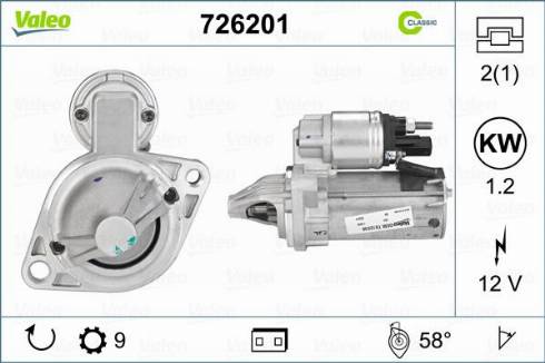 Valeo 726201 - Motorino d'avviamento autozon.pro