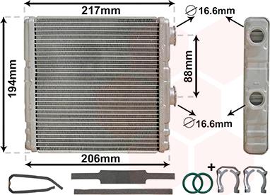 Van Wezel 43006634 - Scambiatore calore, Riscaldamento abitacolo autozon.pro