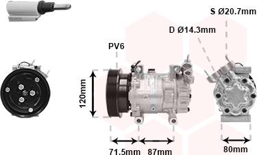 Van Wezel 4300K281 - Compressore, Climatizzatore autozon.pro