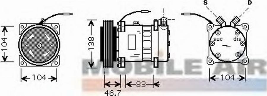 Van Wezel 0100K104 - Compressore, Climatizzatore autozon.pro