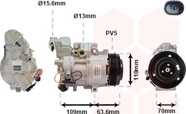 Van Wezel 3000K075 - Compressore, Climatizzatore autozon.pro