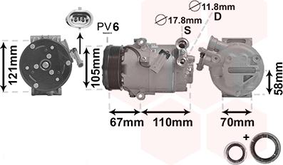 Van Wezel 3700K494 - Compressore, Climatizzatore autozon.pro