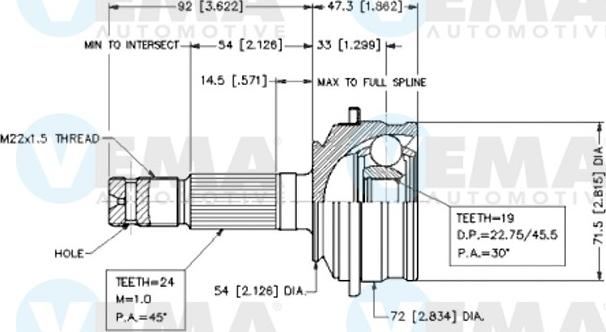 VEMA 18540 - Kit giunti, Semiasse autozon.pro