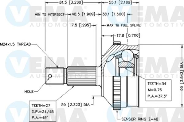 VEMA 18556 - Kit giunti, Semiasse autozon.pro