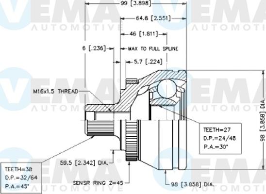 VEMA 18550 - Kit giunti, Semiasse autozon.pro