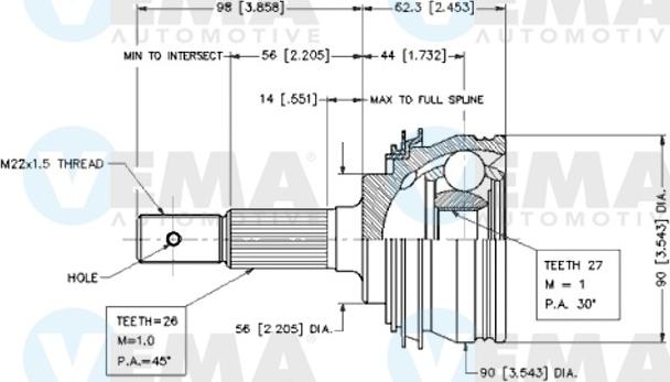 VEMA 18562 - Kit giunti, Semiasse autozon.pro