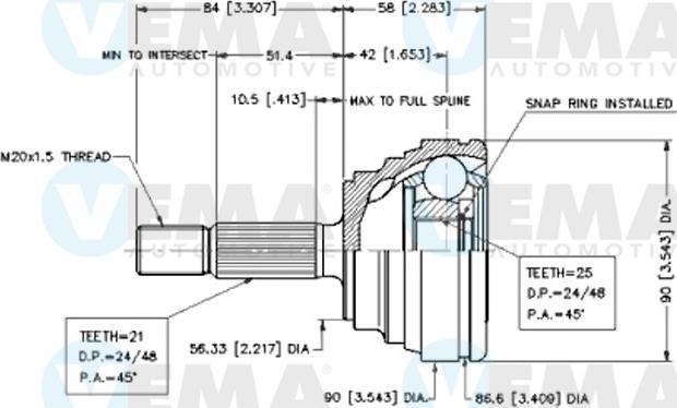 VEMA 18567 - Kit giunti, Semiasse autozon.pro