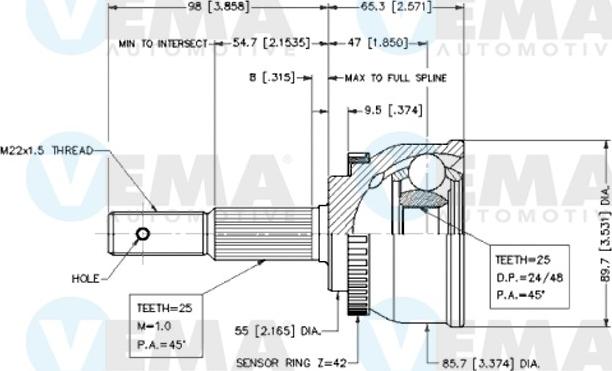 VEMA 18581 - Kit giunti, Semiasse autozon.pro