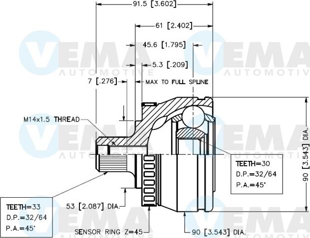 VEMA 18644 - Kit giunti, Semiasse autozon.pro