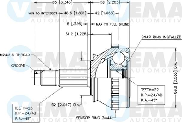 VEMA 18609 - Kit giunti, Semiasse autozon.pro